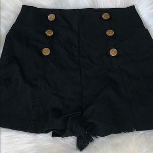 Black sailor style high waisted shorts